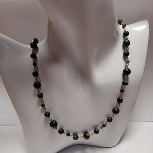 Hand crafted Teal gemstone beaded necklace 90's y2k boho western bohochic